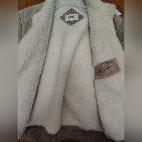 VTG Vintage 70s JC Penney's Fox Collection Sueded Leather Sherpa Lined Bomber - Picture 4 of 6